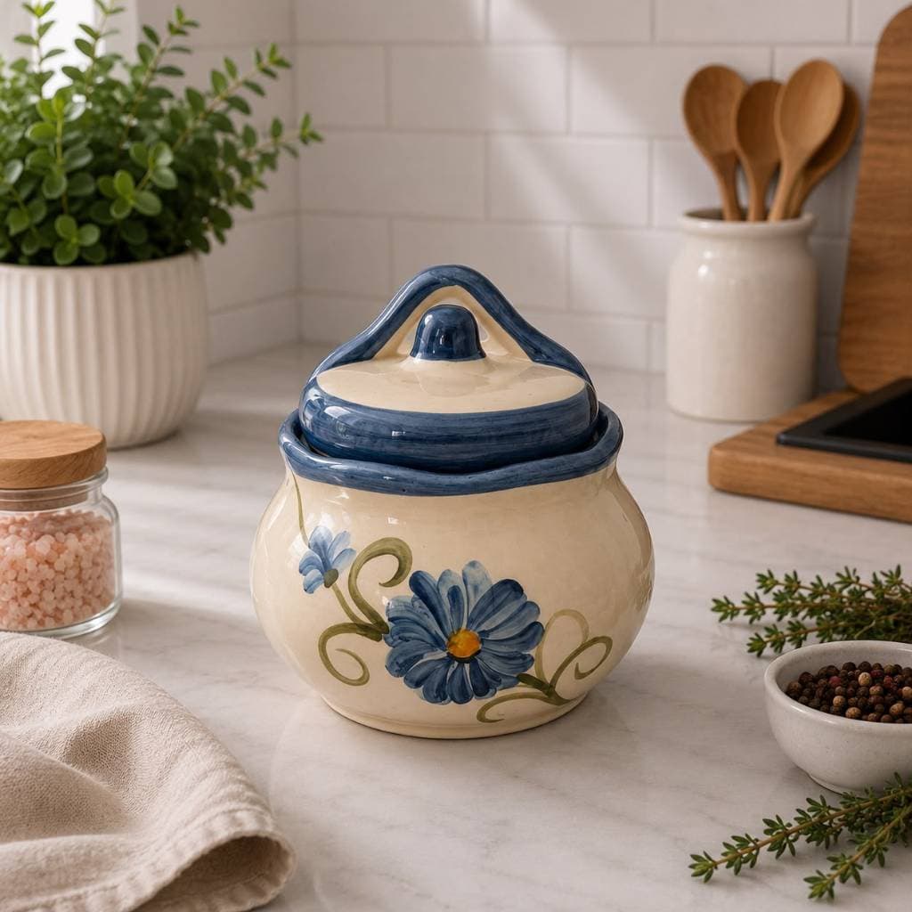 Saleiro de Ceramica Com Tampa Cozinha Mesa Parede