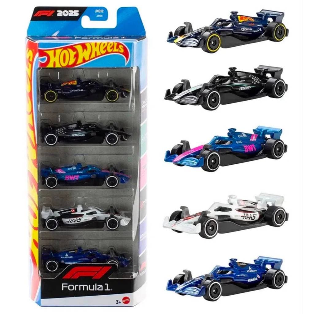 Pack Fórmula 1 com 5 Carrinhos Hot Wheels –  Escala 1:64