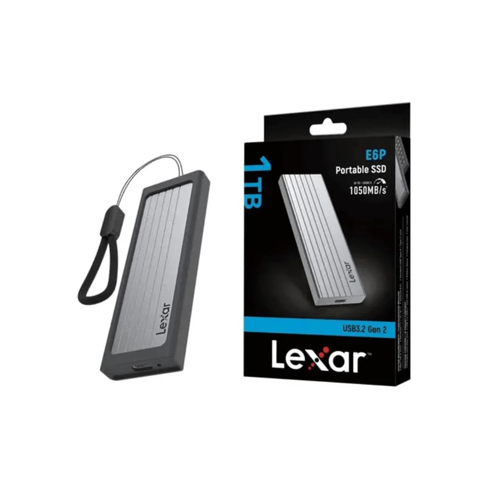 SSD Externo USB 3.2 LEXAR E6P 1.0TB [LPAE06N001T-RNBNG] Prata (L=1050MB/s)