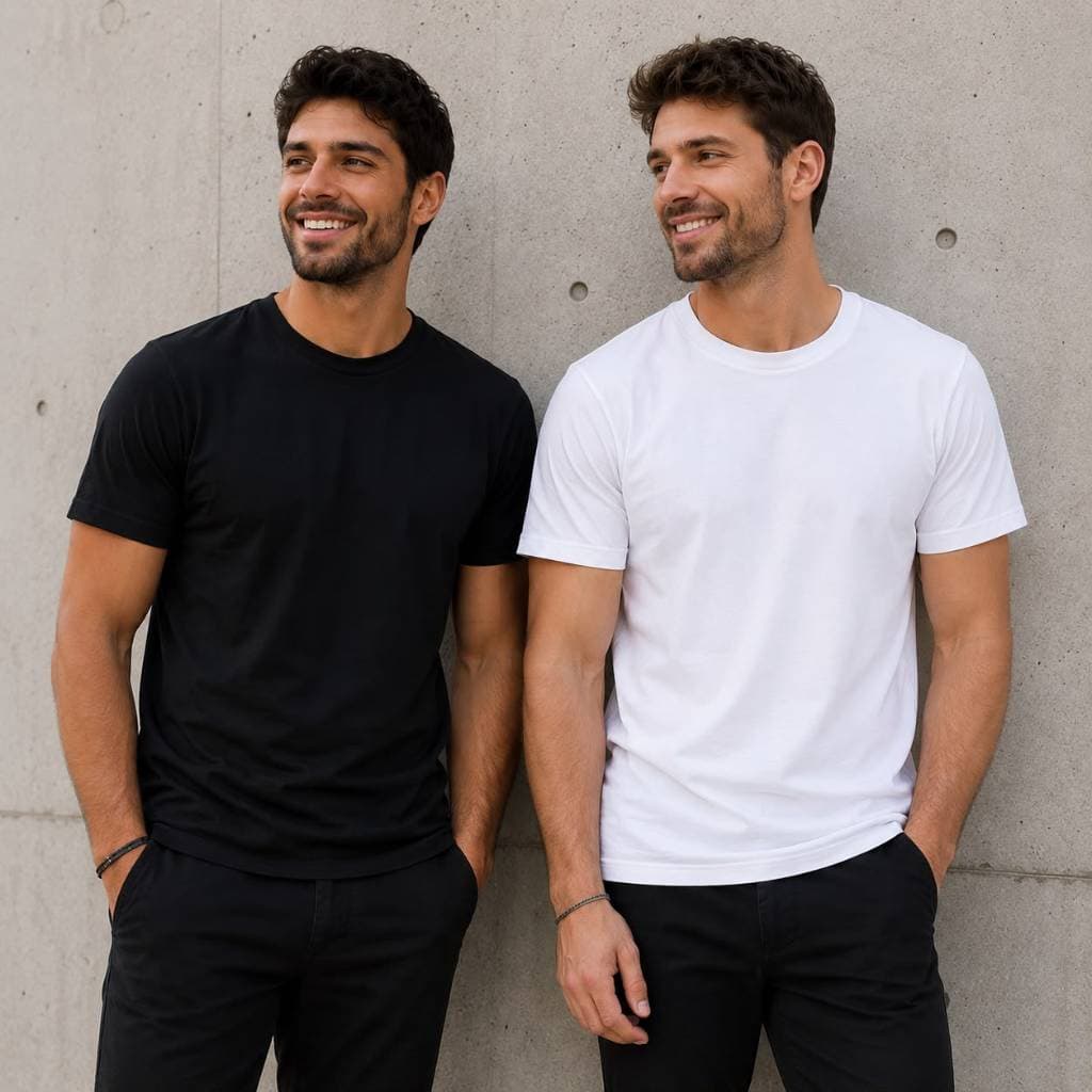 KIT 2 Camiseta Básica Masculina Lisa Preta Branca  100% Algodão 30.1 P M G GG Manga Curta Oferta Promoção