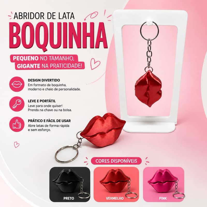Chaveiro abridor de lata formato boquinha