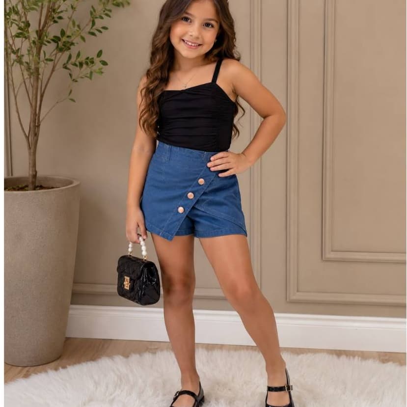 Shorts Saia Jeans Molinho Infantil e Juvenil Meninas 02 ao 16 anos