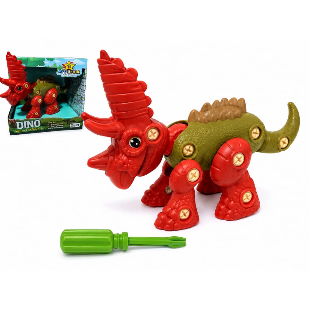 Dinossauro Monta e Desmonta 17cm Com Ferramenta Brinquedo Educativo