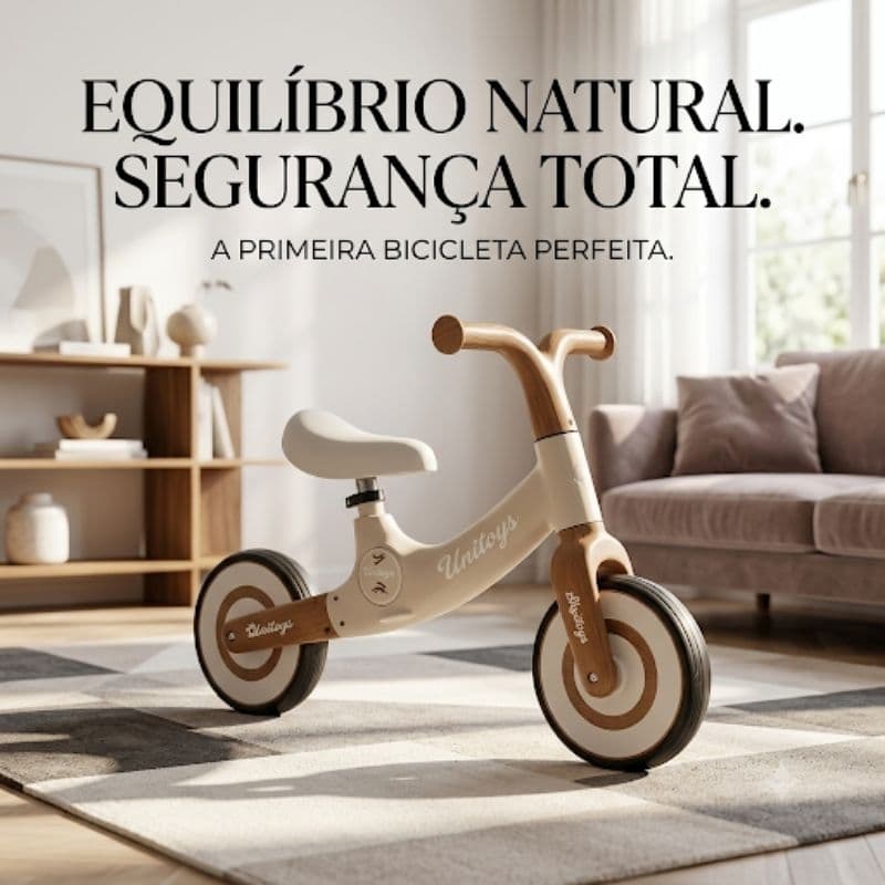 Bicicleta Equilíbrio Infantil Sem Pedal Treinamento Seguro Bege p/ Crianças Leve