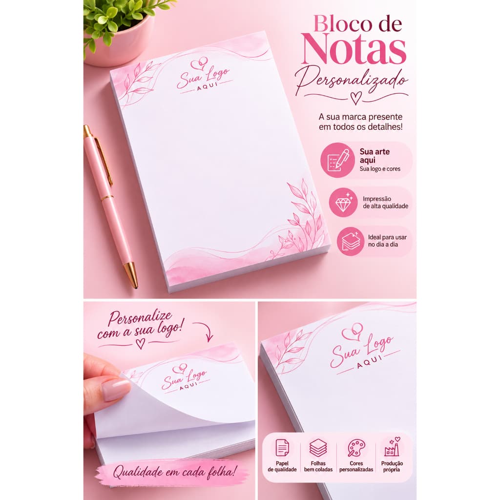 Bloco de Notas Receituário Personalizado com Sua Logo | Bloco Profissional A5 50 Folhas