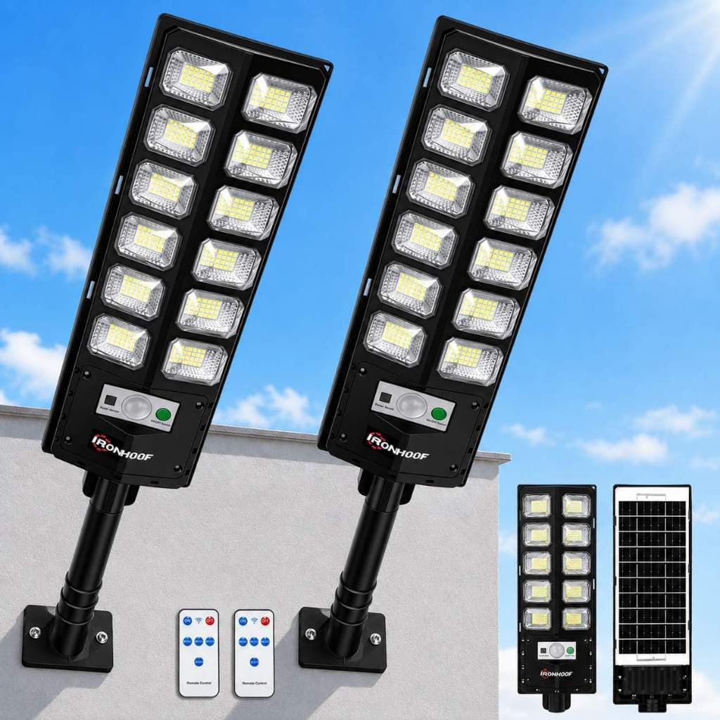 800w Kit 2 Luminária Solar Externa Potente com Sensor Solar Iluminação