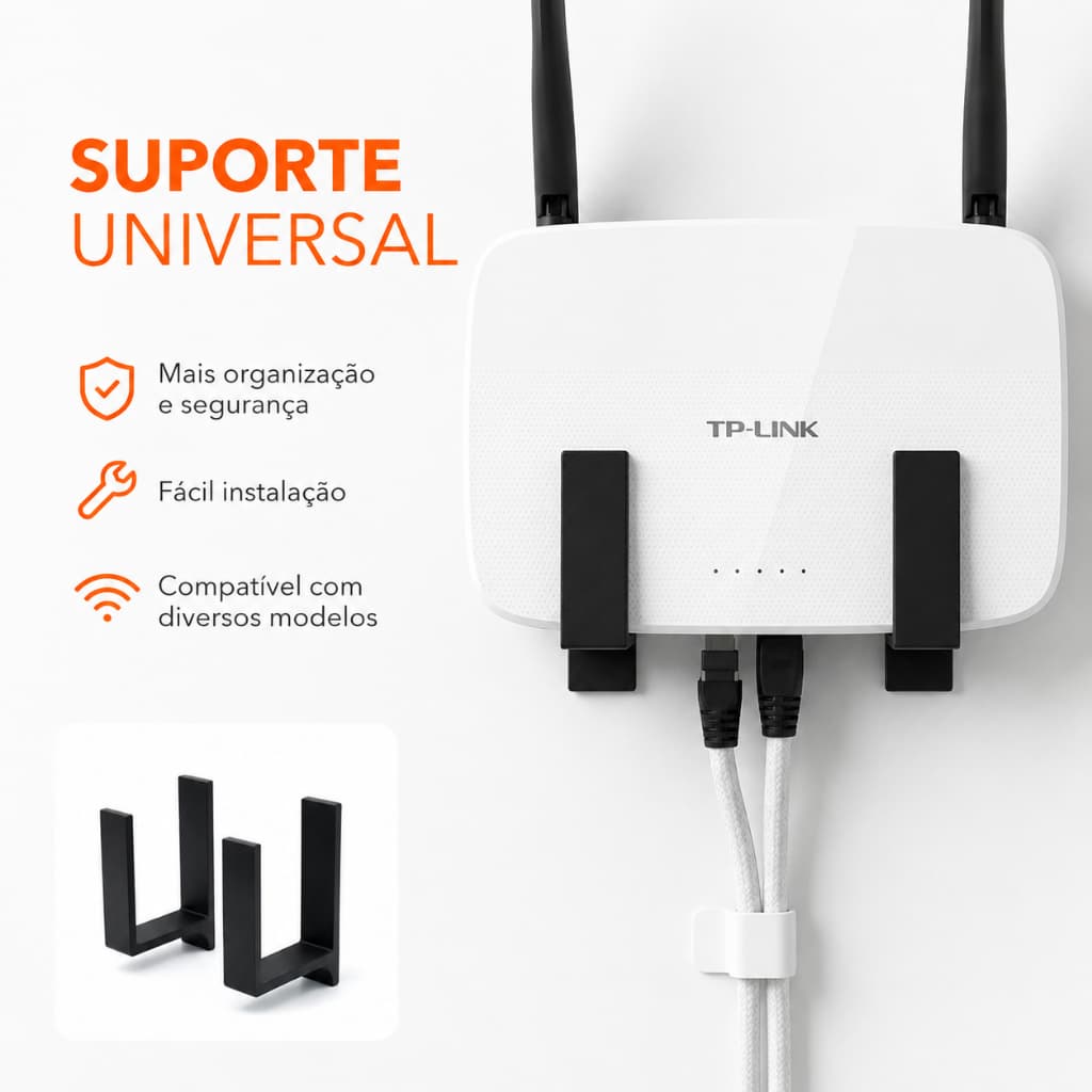 Suporte Para Roteador Parede Sem Furo COM FITA 3M Organizador WiFi Universal Seguro