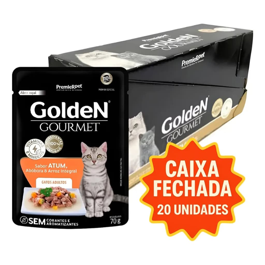 Kit 20 Sachês Golden Gourmet Gatos Adultos Atum 70g OFERTA PROMOCIONAL