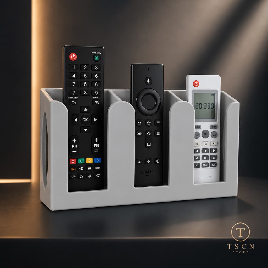 Suporte Organizador para 3 Controles Remotos de Parede com Fita ou Parafuso Porta Controle Universal