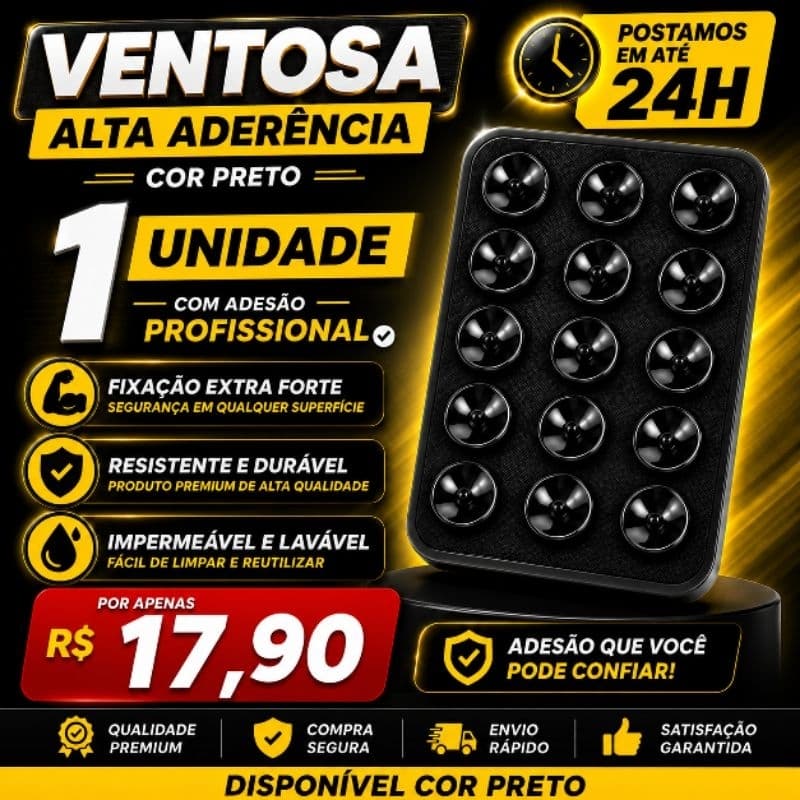 Suporte Adesivo Ventosa Para Celular Anti Queda Preto 1UN - ENVIO EM 24 HORAS 🚚