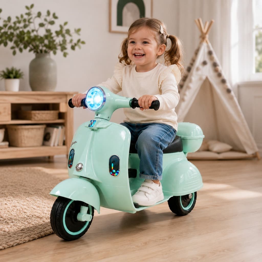 Moto Elétrica Infantil Scooter 6V Recreativa Rosa Azul Diversão Segurança Bateria