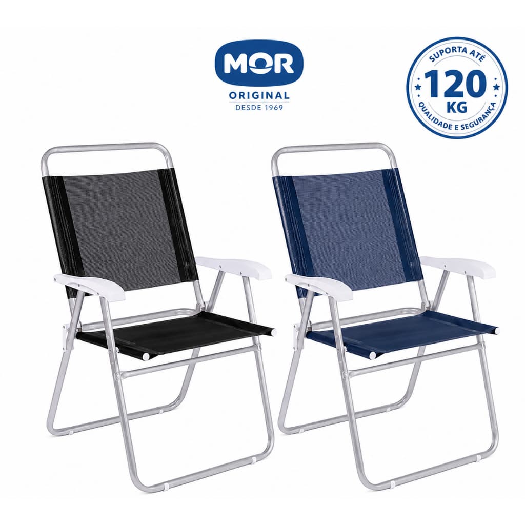 Cadeira de Praia Mor Master Plus Dobrável de Alumínio 120 kg