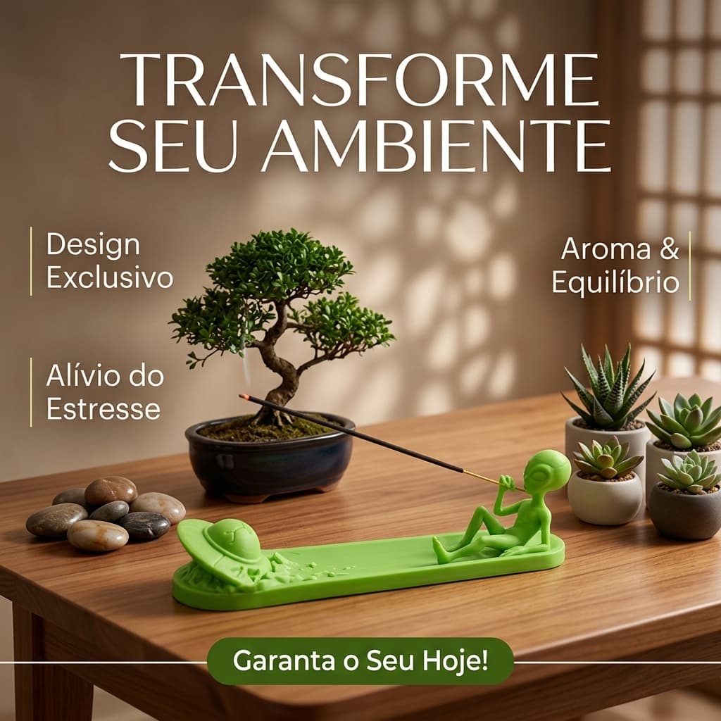 Incensário Alienígena Porta Incenso Decorativo ET Alien Divertido Decoração acompanha 3 incenso sortido