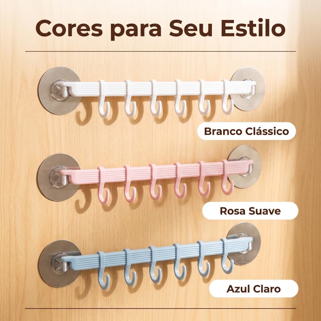 Gancho de Porta 6 Pontas Sem Furos Para Roupas e Acessórios