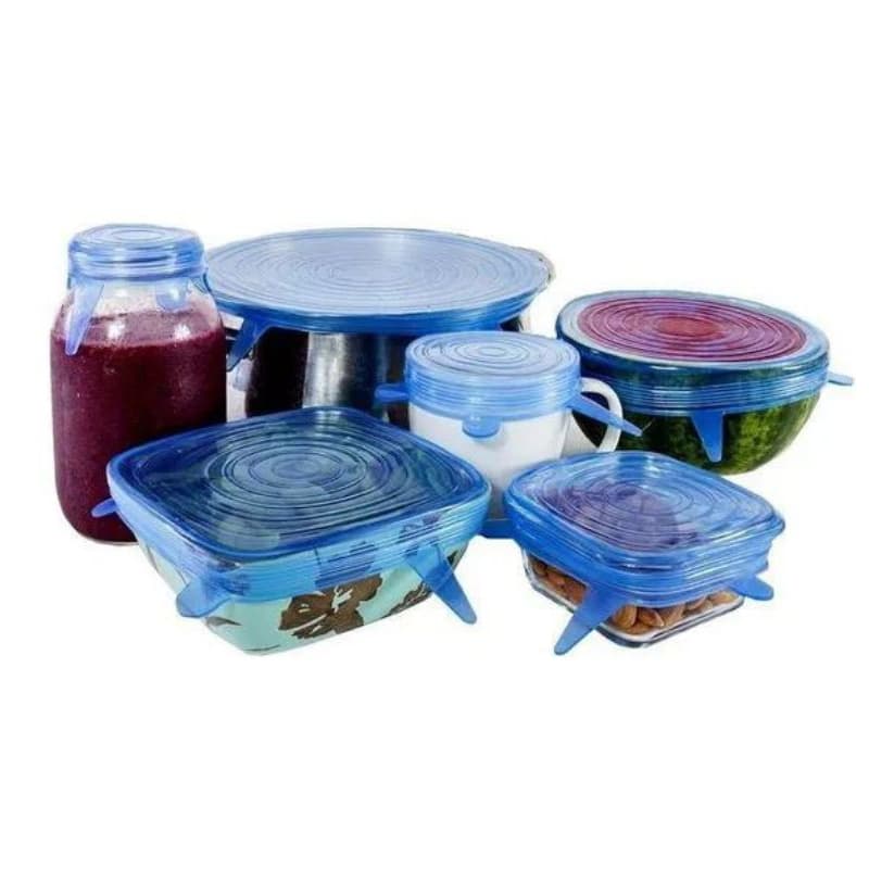 Kit 6 Tampas de Silicone Universal Reutilizável