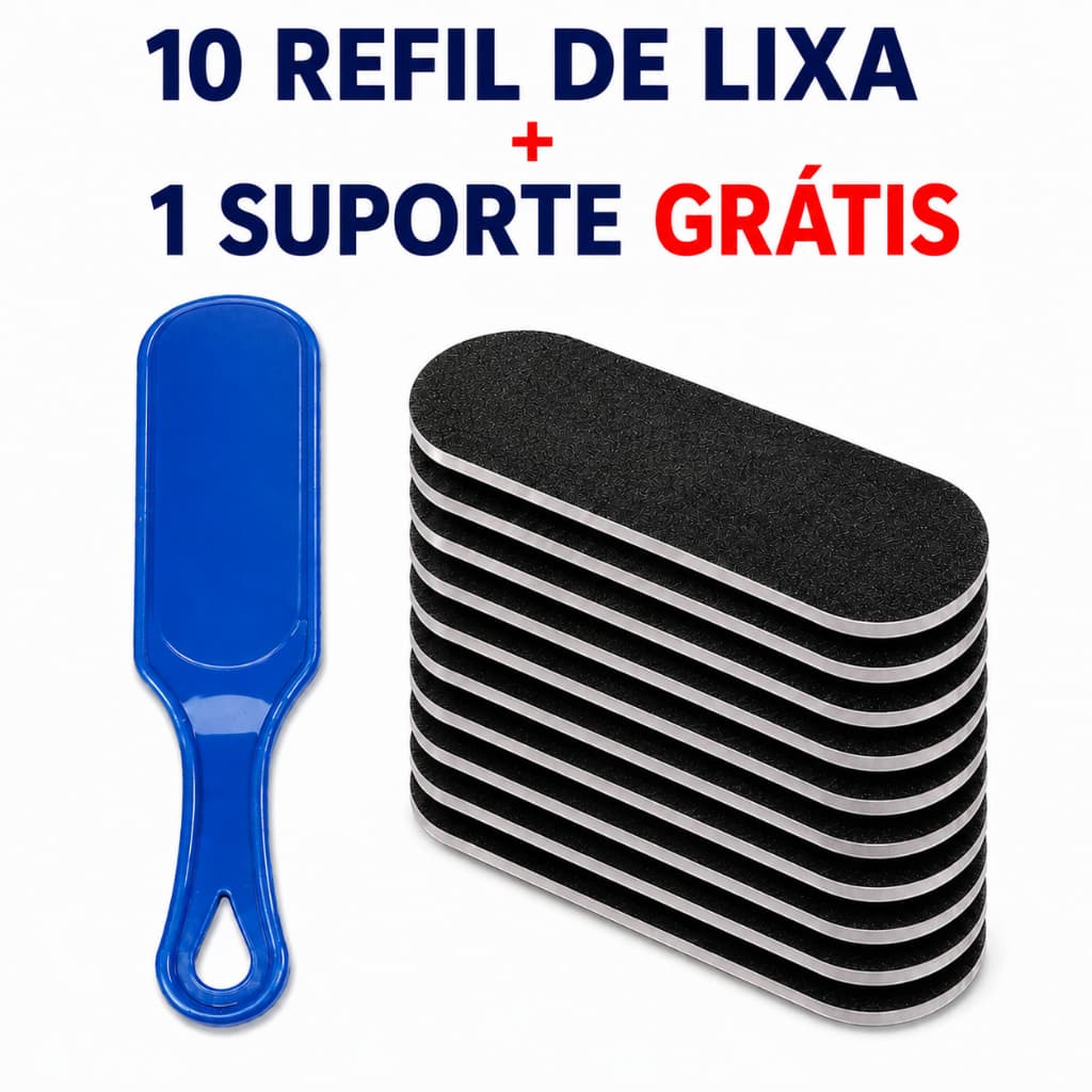 Kit 10 Refil Lixa de Pé + Suporte Grátis | Pedicure Profissional | Cuidados com os Pés