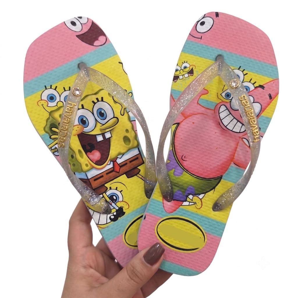 Chinelo infantil Menina Personalizado Bob Esponja Desenhos Feminino Infantil Criança de Personagens capivara Promoçao.