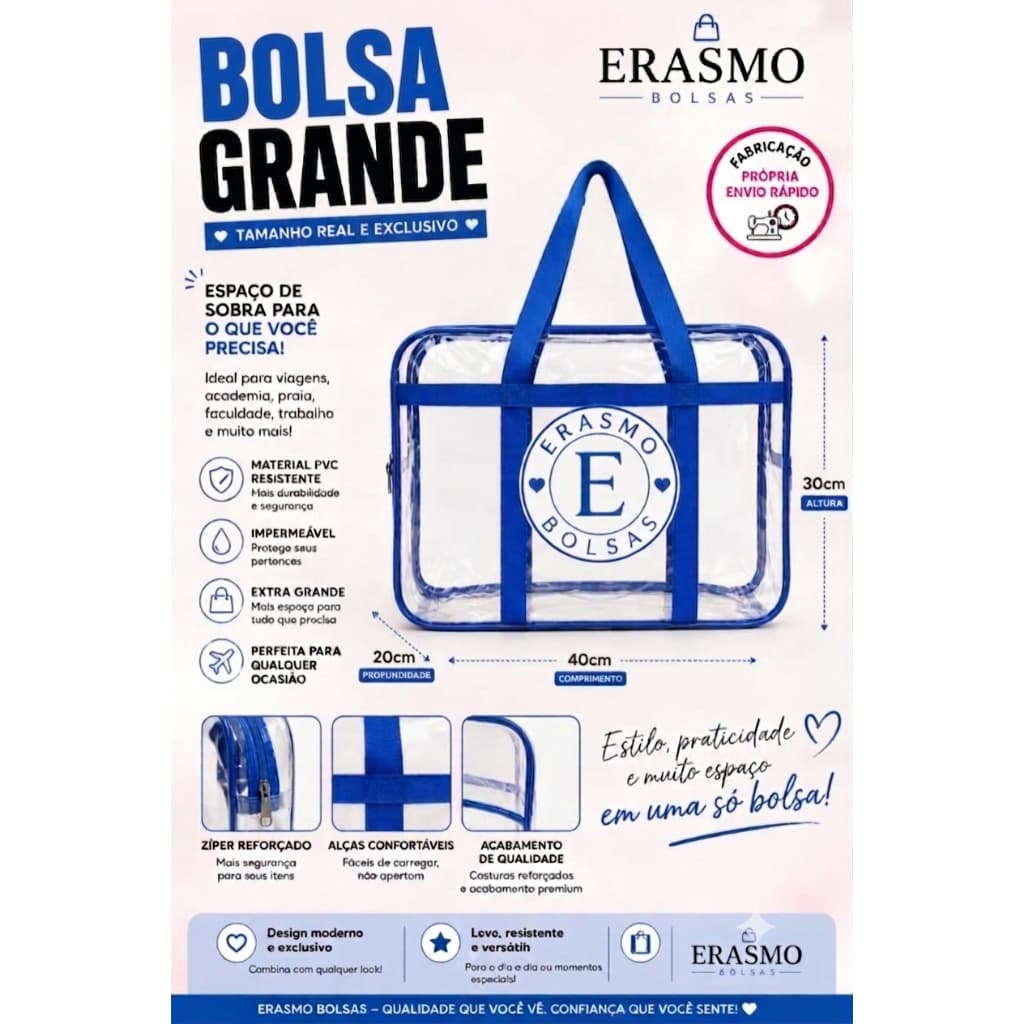 Bolsa moda praia e piscina Azul (G.0,20)