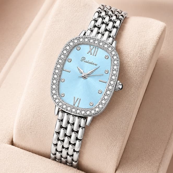 Relógio Feminino Quartz R-2631 - Vidro Safira Antirrisco, Aço 316L, Ultrafino 8mm, à Prova d'Água 3ATM e Strass