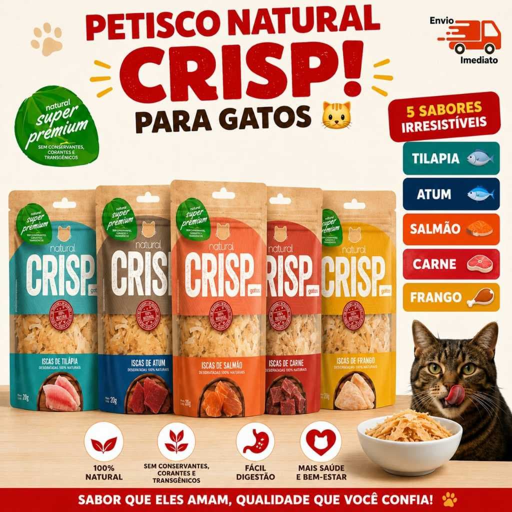Petisco Natural Crisp Iscas de Tilápia e Salmão para Gatos promoção
