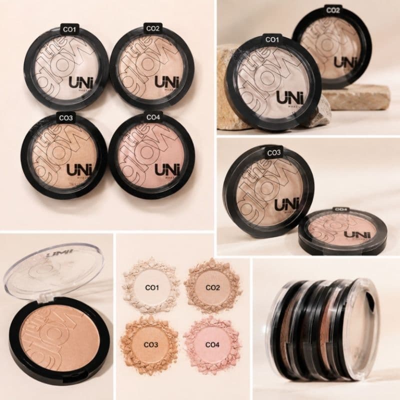Iluminador Facial UNI Makeup The Glow Efeito Radiante Alta Pigmentação