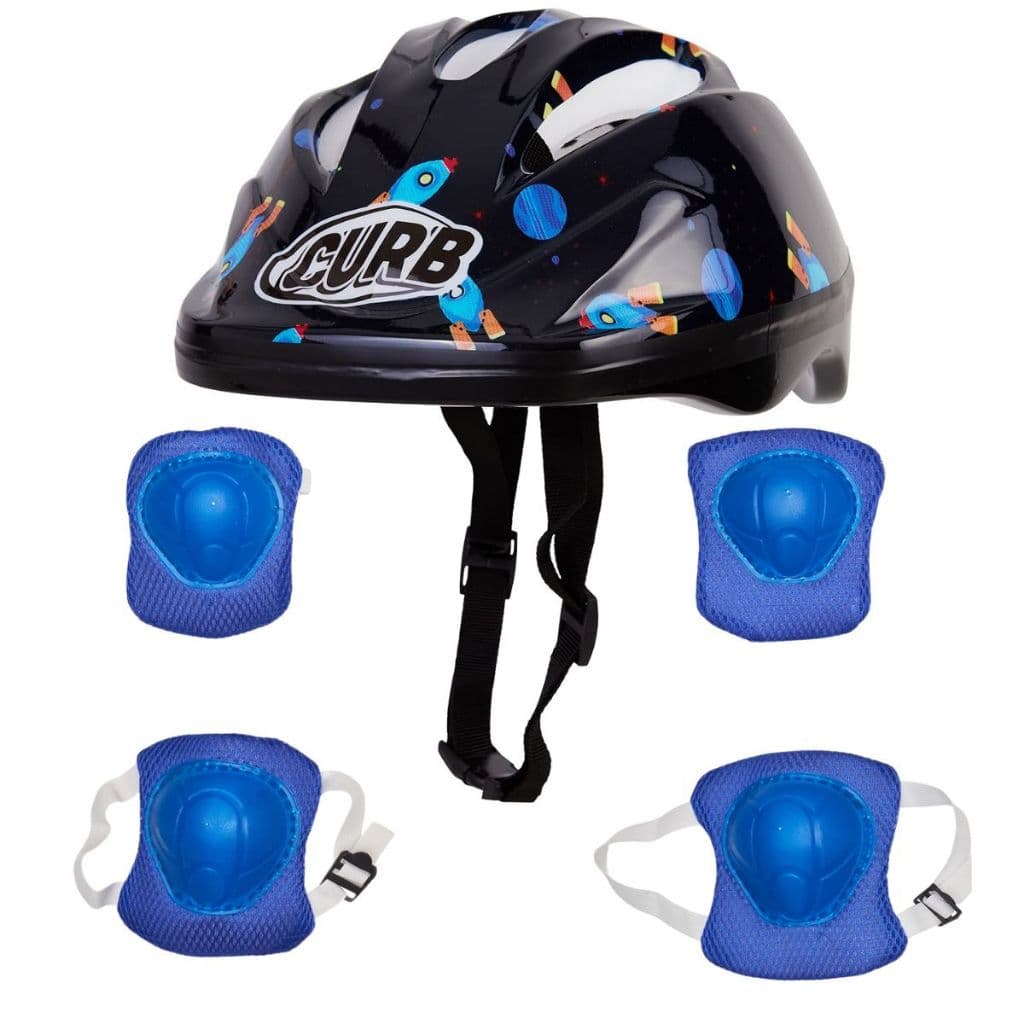 Kit de Proteção Infantil Capacete Joelheira e Cotoveleira Foguete Menino - Curb