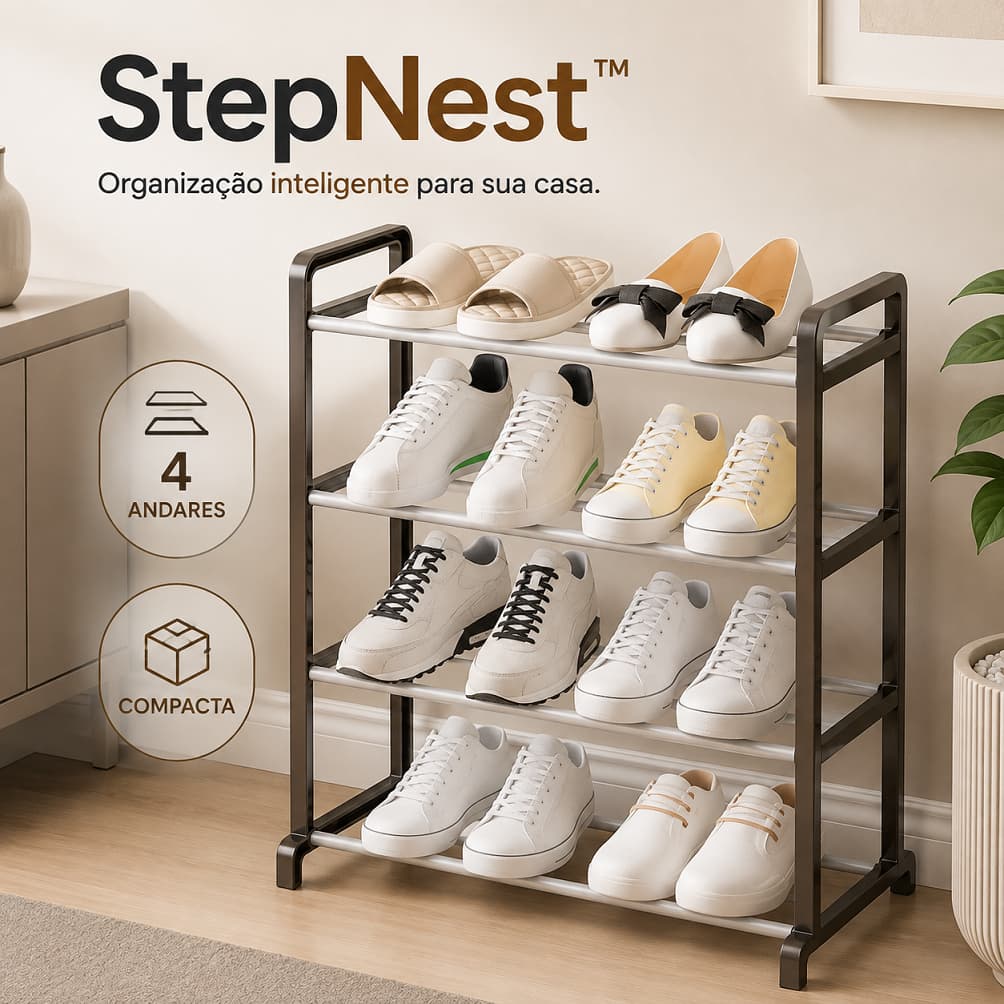 Sapateira 4 Andares StepNest™ Organizador de Sapatos Multiuso Compacta