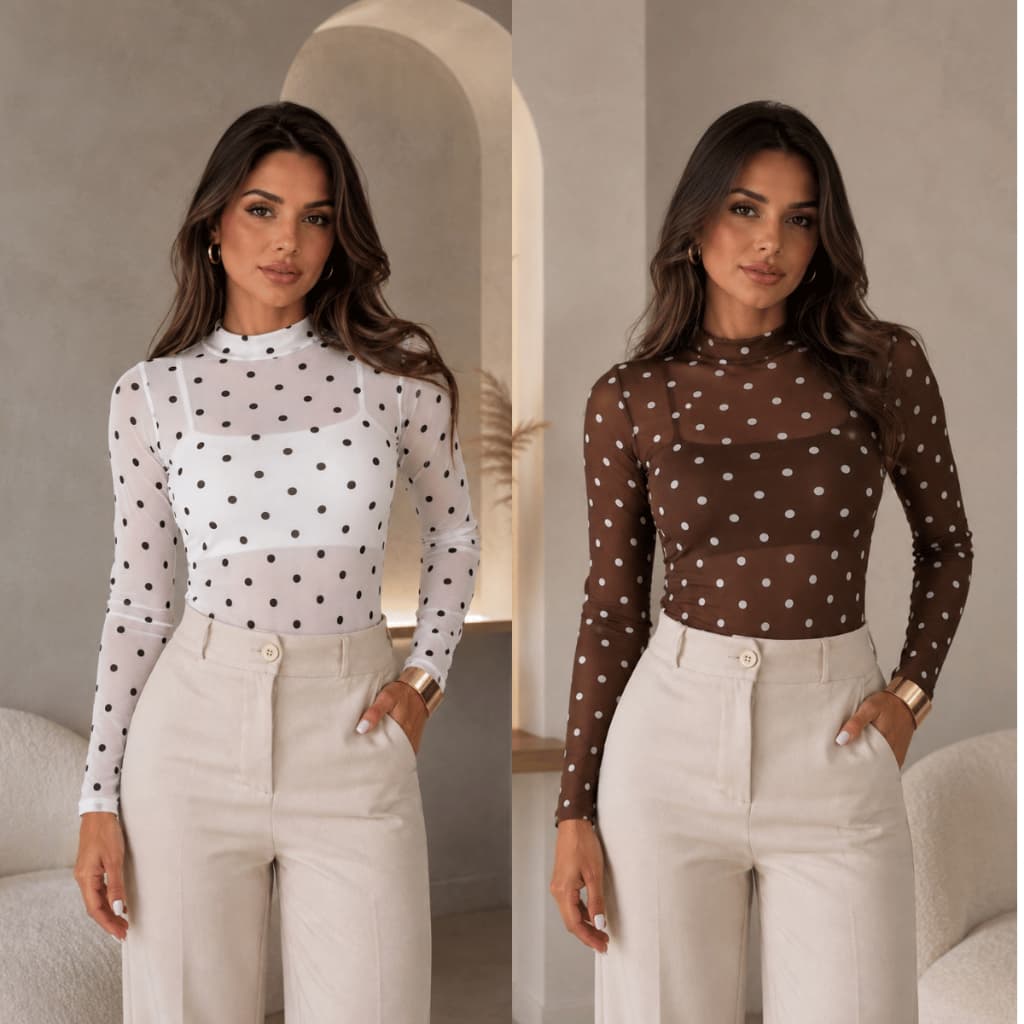 Boby Feminina com Estampa Poá Bolinhas Elegante