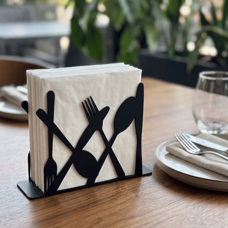 Porta Guardanapo de Mesa Decorativo | Suporte para Guardanapos com Talheres | Organizador para Cozinha e Mesa Posta