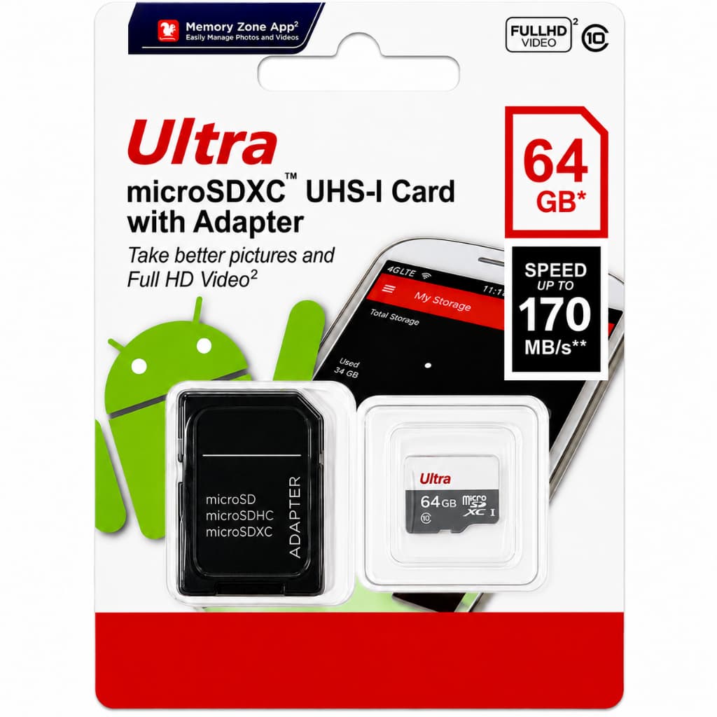Cartão de Memória Micro Sd Ultra 64gb 170mb/s Classe 10 Adaptador SD