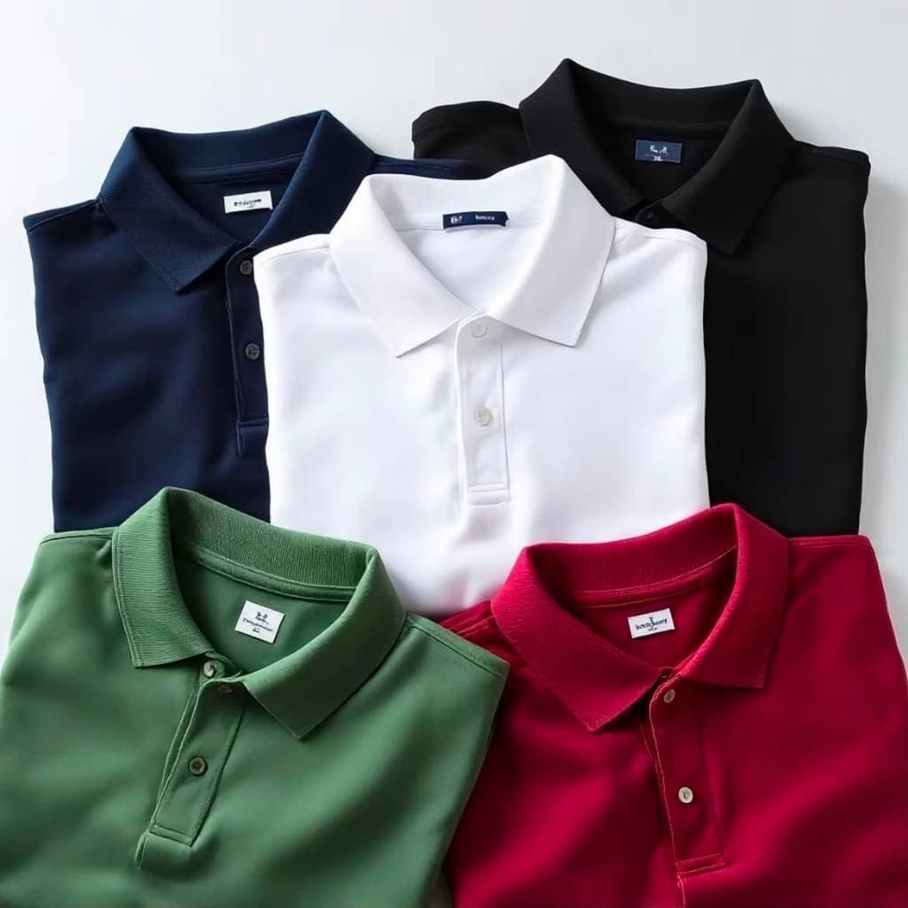 Kit 5 Camisa Gola Polo Masculina Básica Poliéster Piquet