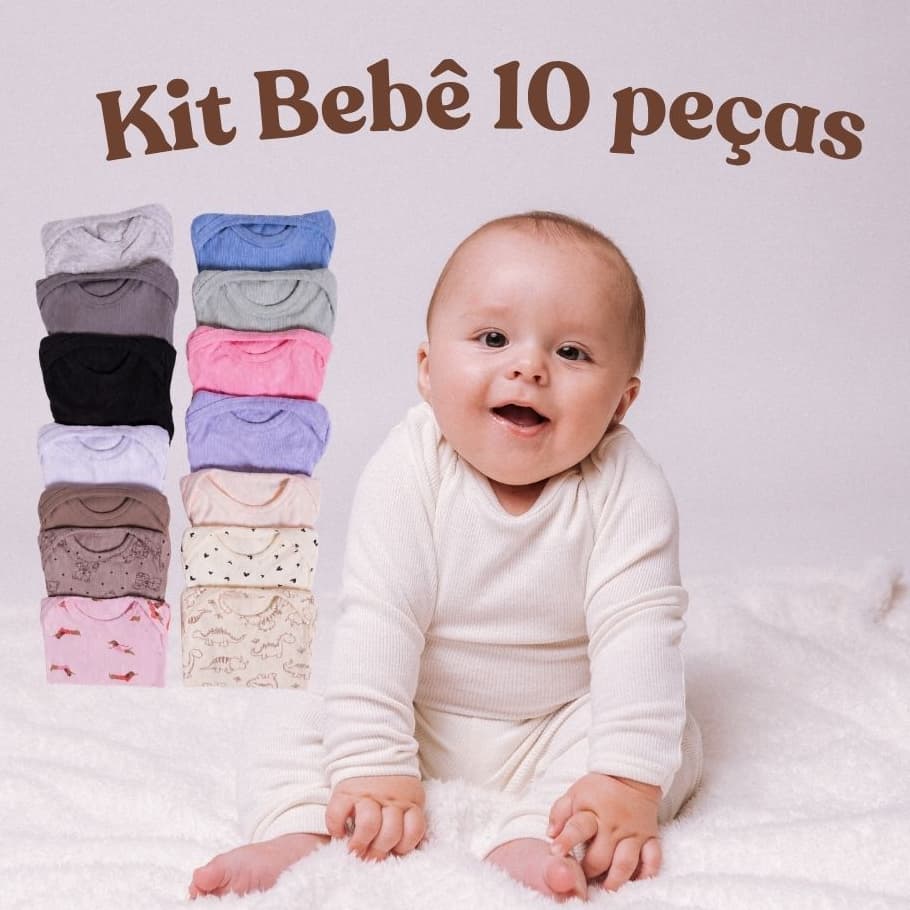 Kit Bebê 5 conjuntos bebê body manga longa e calça pagão canelado comfort 03k5c1