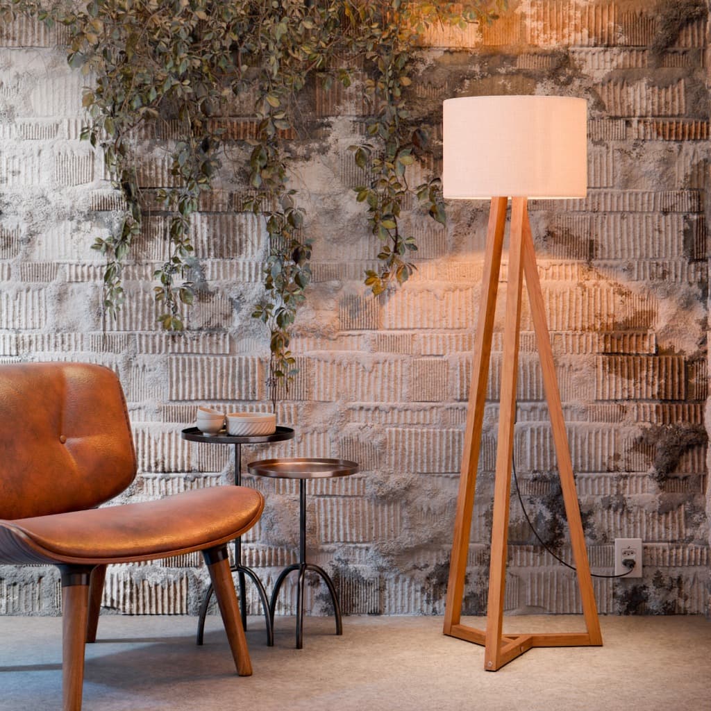 Luminária de Piso Tripé Madeira Abajur de Chão Decorativo para Sala Quarto Escritório Canto de Leitura Design Moderno