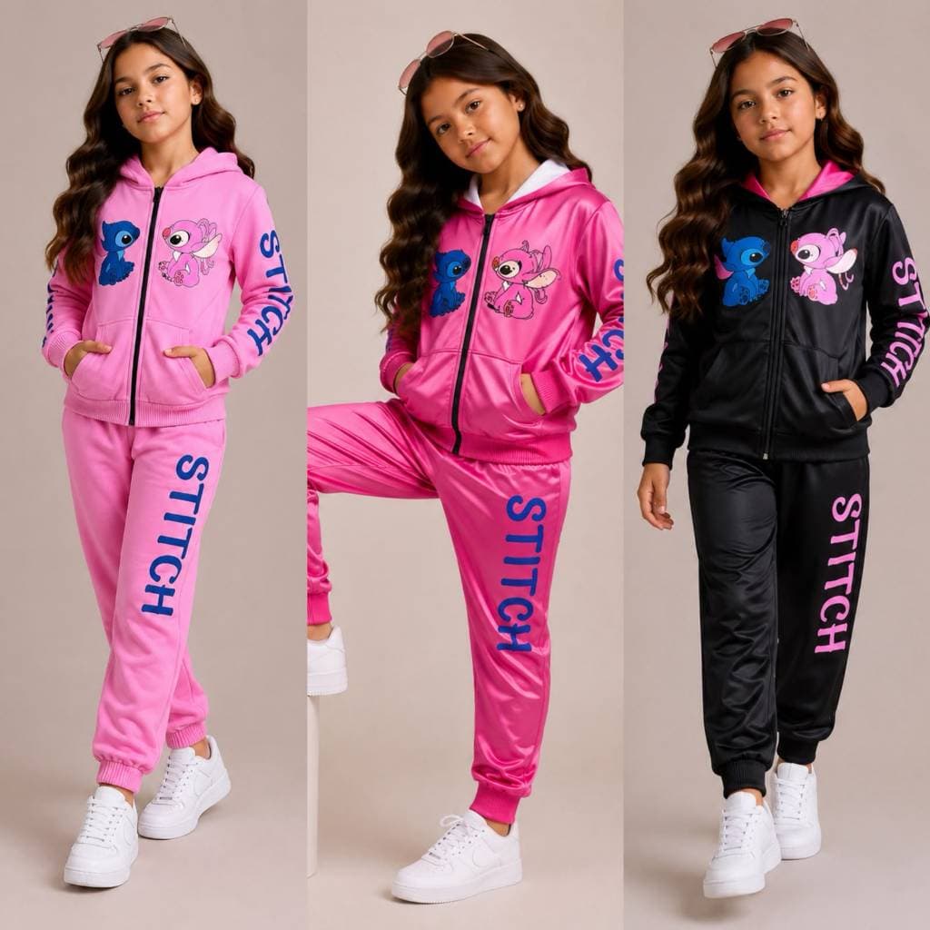 Conjunto Infantil Feminino Estiloso De Inverno Kit Duas Peças Menina Blogueirinha Stitch Emily Vick