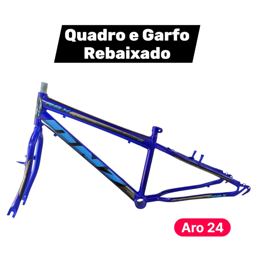 KIT QUADRO E GARFO ARO 24 REBAIXADO UNISEX FREIO V-BRAKE EM AÇO REFORÇADO ADULTO E CRIANÇAS FREIO V-BRAKE