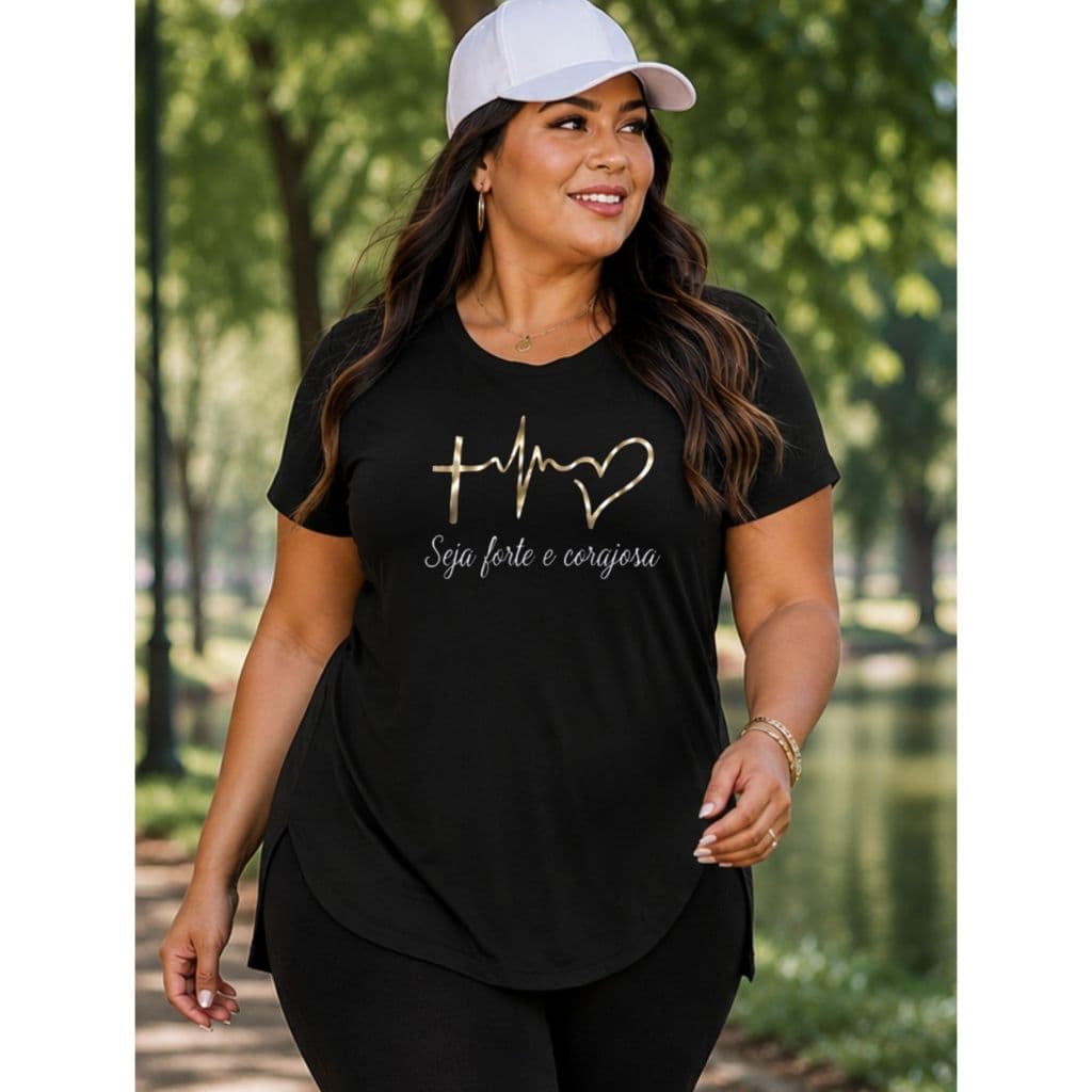 Camiseta Feminina Pluz size para Academia, Caminhada, Pilates e Esporte Tapa Bumbum Longa Tecido Leve e Confortável
