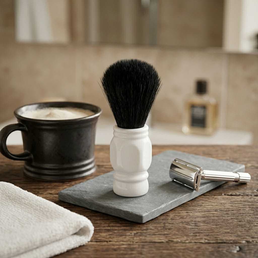 Kit 2 Pinceis de Barbear Cerdas Sintéticas de Nylon Profissional - Style Ação