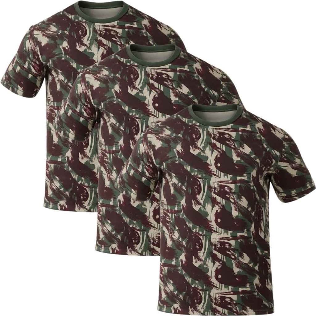 kit 3 Camisa  Masculina Termica Camuflada  Manga Curta – Camiseta Militar , Trilhas e Esporte Outdoor