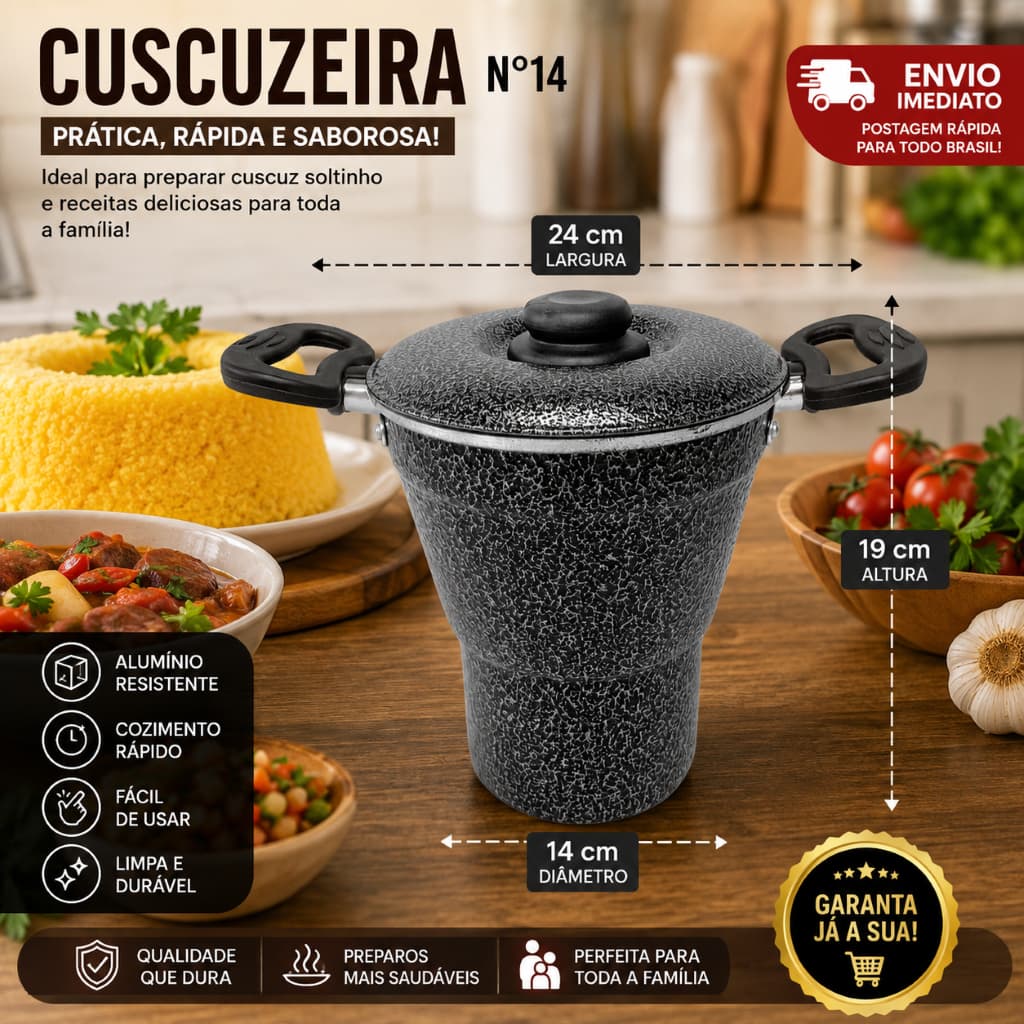 Cuscuzeiro Craqueado N14 Em Alumínio Panela Cuscuzeiro Serve 2 Pessoas