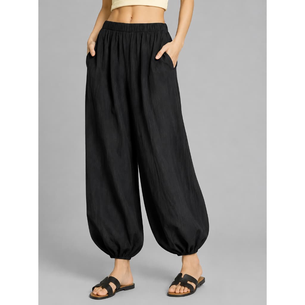 Calça Feminina Cintura Elástica DUAS Bolso e Punho Solto