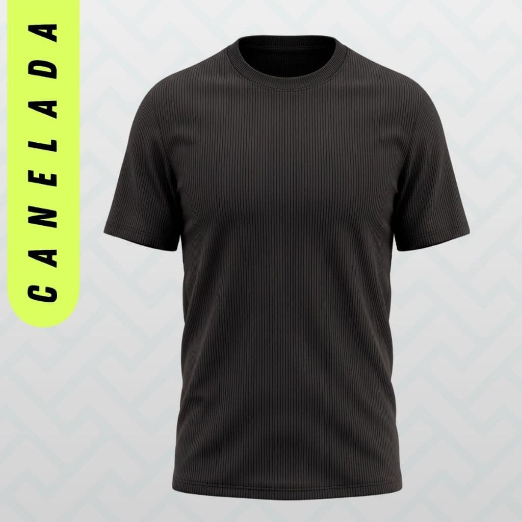 Camisa Masculina Canelada Casual Manga Curta Básica