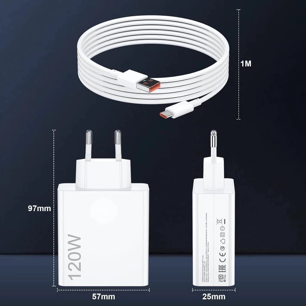 Carregador Turbo 120W Com Cabo Tipo C compativel xiaomi