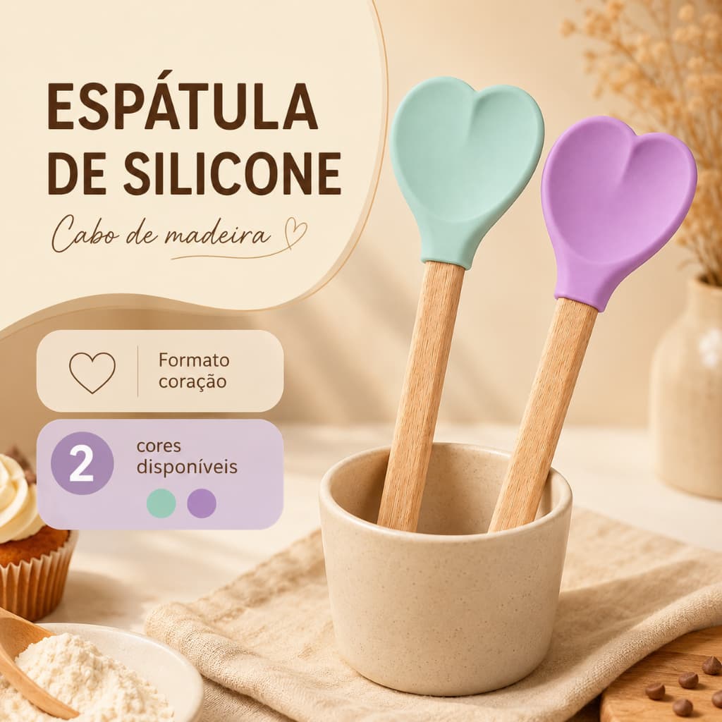 Espátula de Cozinha em Formato de Coração – Utensílio Antiaderente Resistente ao Calor para Fritar, Virar e Servir