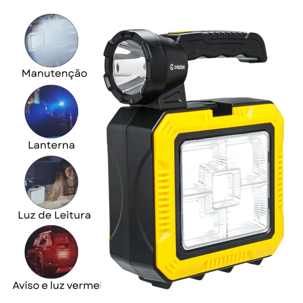 Lanterna LED Recarregável Multifuncional com Kit de Ferramentas Refletor para Emergências