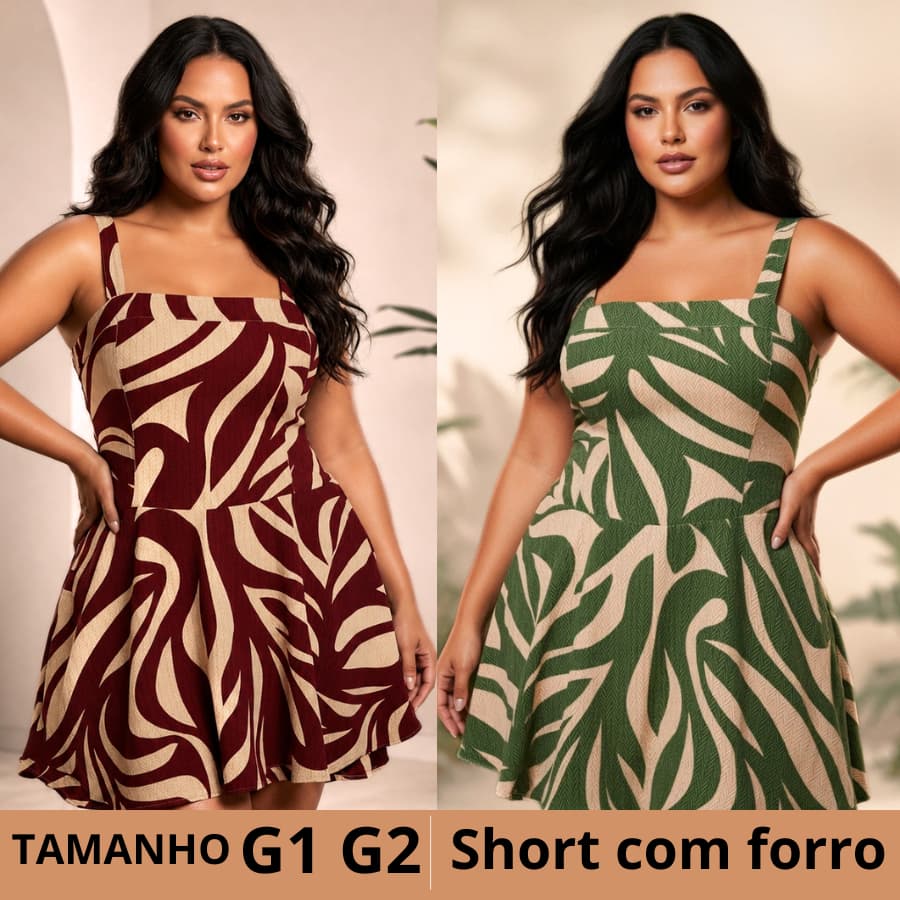 Vestido Macaquinho Feminino Plus G1 G2 moda plus moda verão Praia
