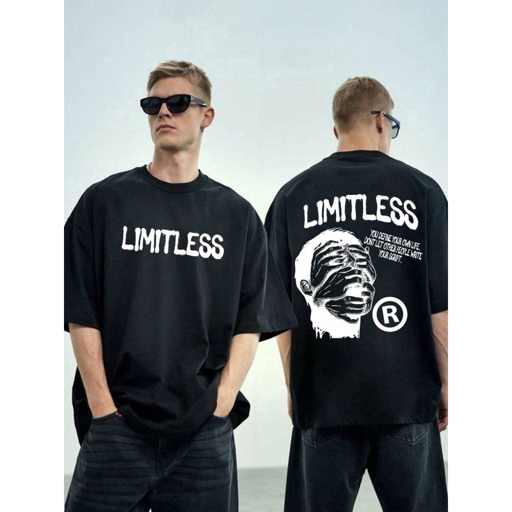Camiseta Masculina Limitless Estampa Frontal e Costas Manga Curta Gola Redonda Casual