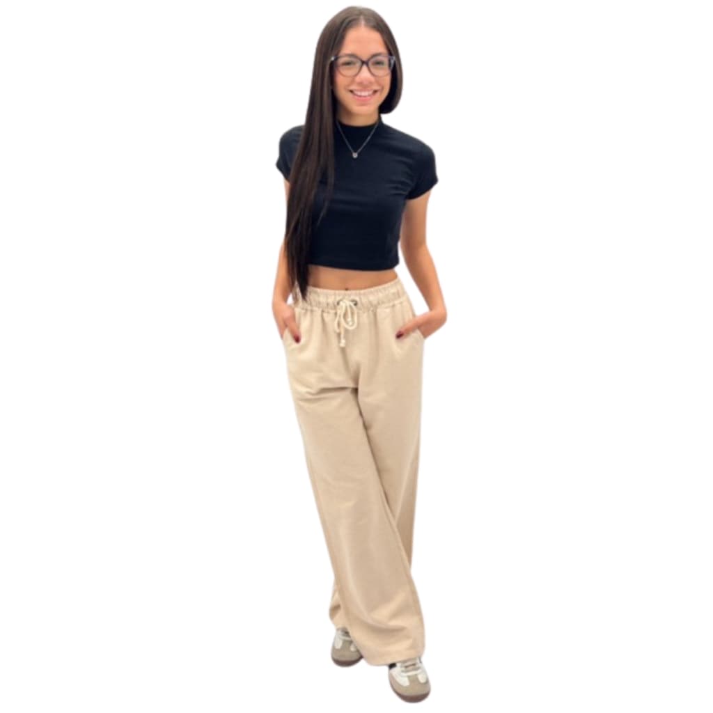 Calça Pantalona Sarja Light Infantil Juvenil Feminina Wide Leg Cintura Alta Menina