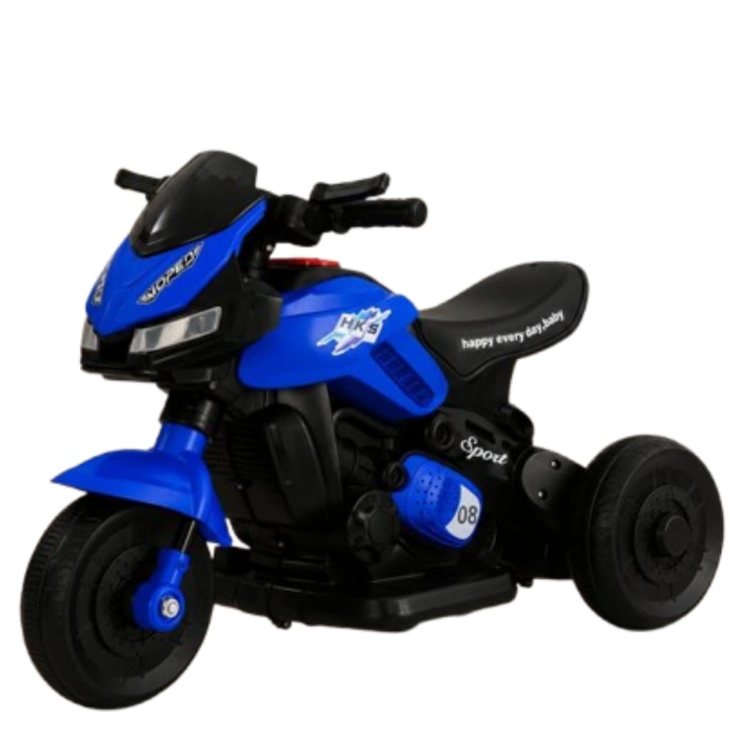 Moto Elétrica Infantil 6V Azul Bateria Recarregável Moto Passeio Criança LED Som Frente Ré 30Kg 3 Anos aniversário