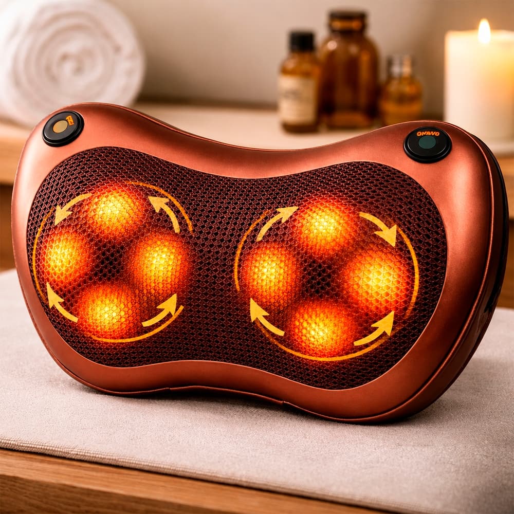 Massageador 8 Bolas Shiatsu Lombar Pescoço Veicular E Casa Almofada Lombar Pescoço Pés