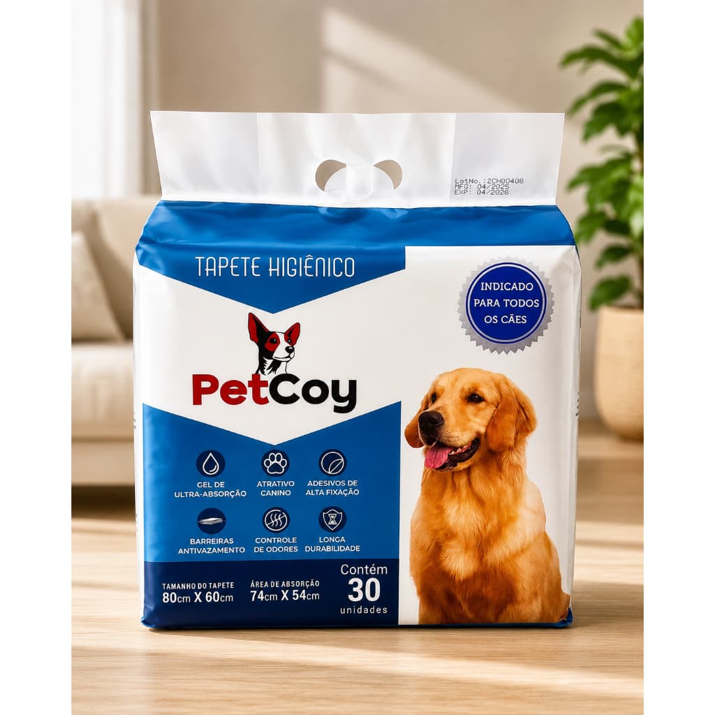 Tapete Higiênico PetCoy, Tapete Higiênico para Cachorro, Tapete Higiênico 80x60
